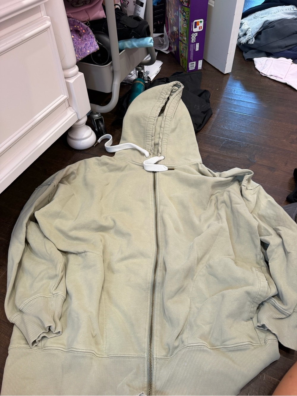 American Eagle Outfitters light beige/cream hoodie with sherpa lining
